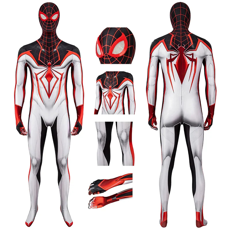 Miles Morales TRACK Suit White Spider Cosplay Costume