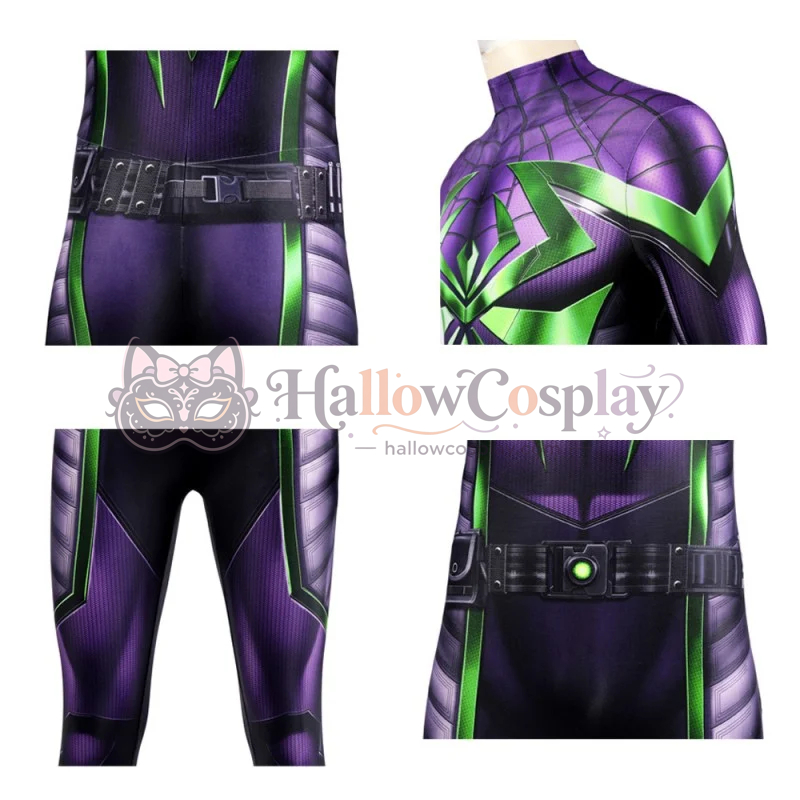 Spider Jumpsuit Miles Morales Purple Suit Cosplay Costume - Image 4
