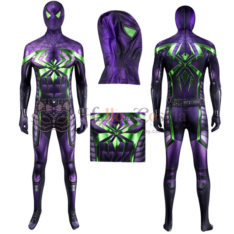 Spider Jumpsuit Miles Morales Purple Suit Cosplay Costume - Image 2
